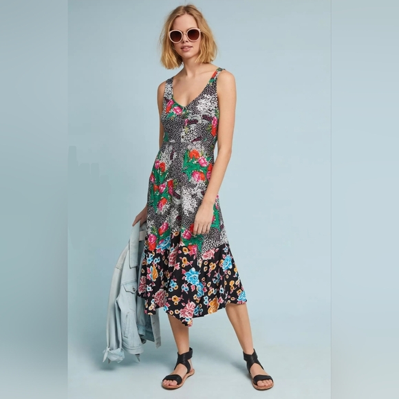 Anthropologie Dresses & Skirts - Anthropologie Maeve Violette Floral Midi Dress Size 4
